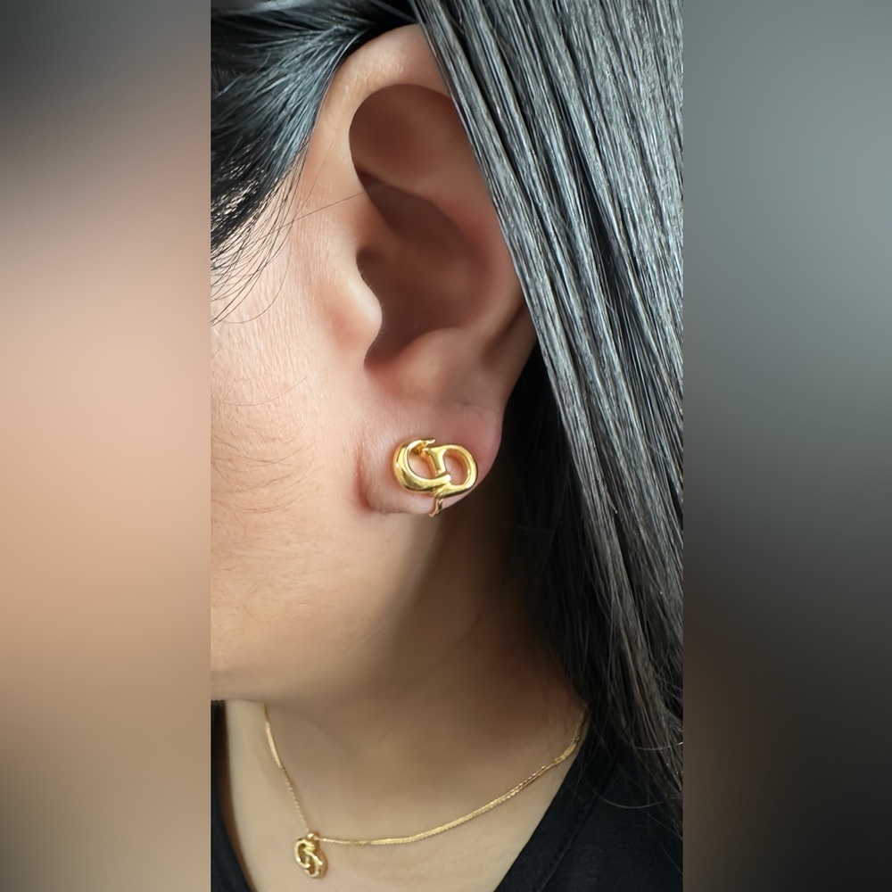 CHRISTIAN DIOR CD Logo Clip-On Earrings and Necklace Set (UNUSED)